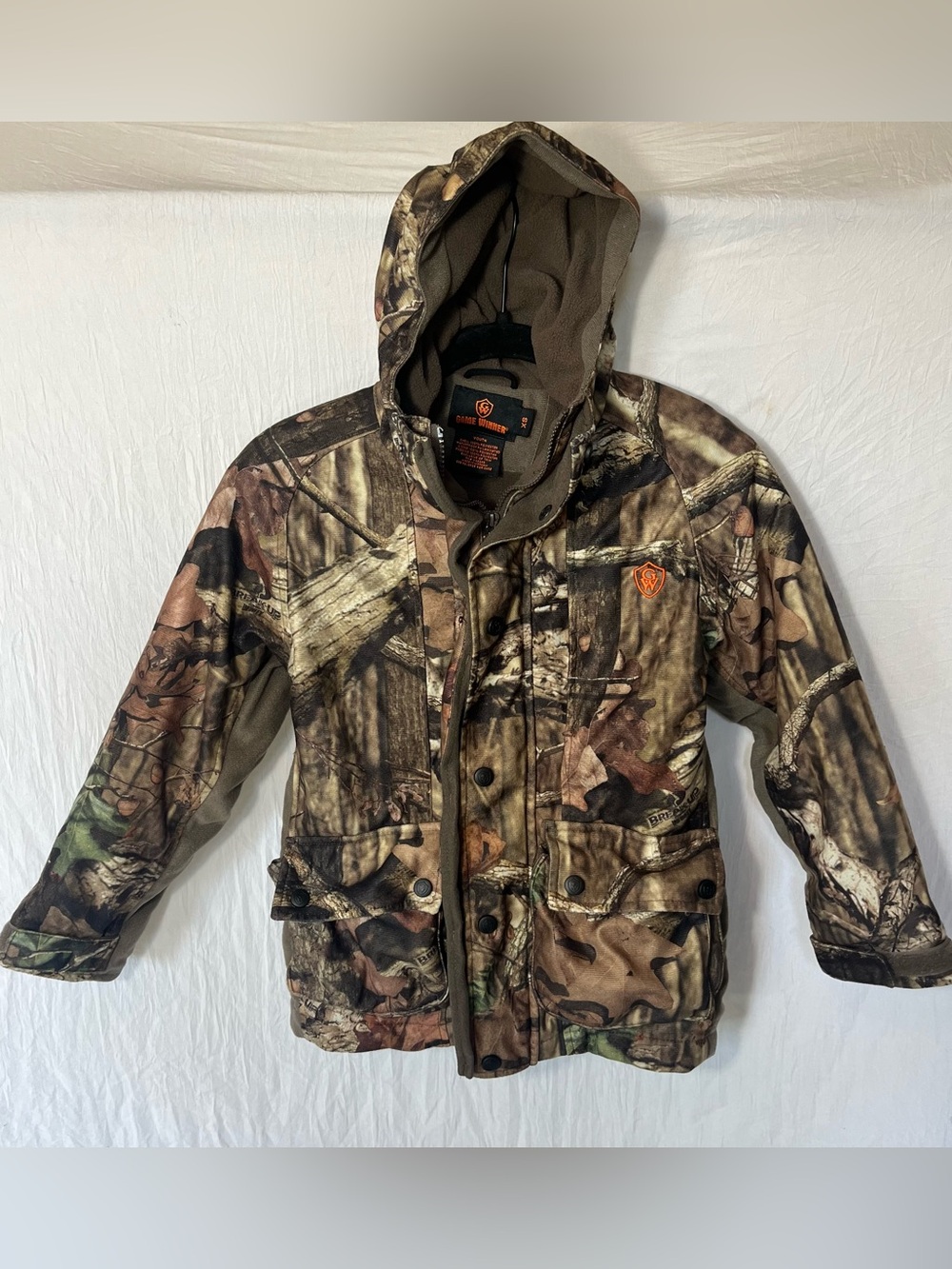 Game Winner Youth XS  Camo Hunting Jacket Hooded Full Zip Pockets
